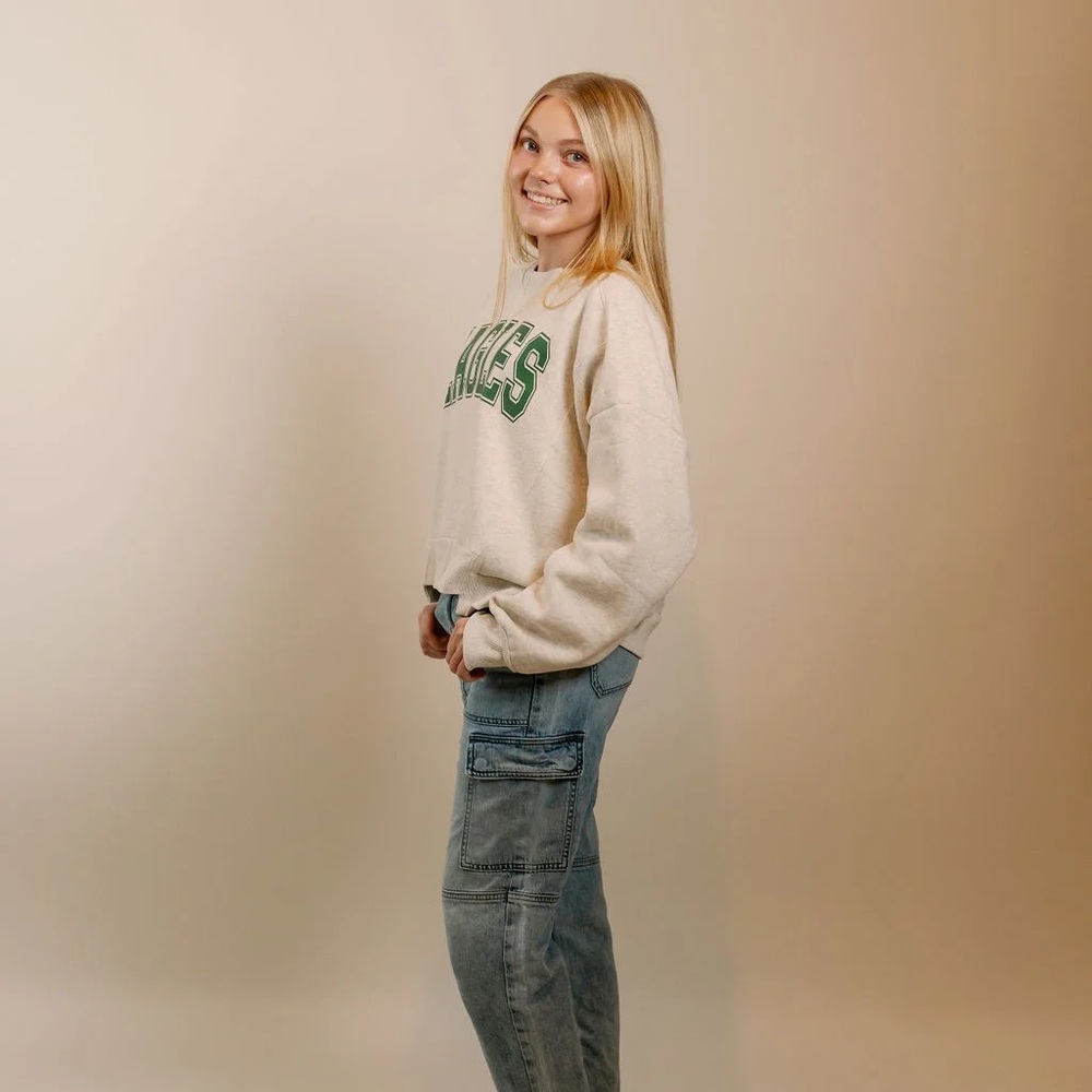 Eagles Boxy Cropped Crewneck Sweatshirt - Picture 6 of 14
